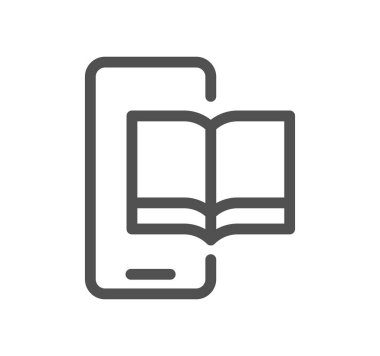 Beyaz arkaplanda izole edilmiş telefon simgesi vektörü olan açık kitap