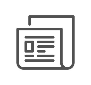 Web ve mobil uygulaması tasarımı, gazete logo kavramı için beyaz arka plan üzerinde izole gazete simge vektör