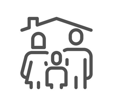 ev vektör çizgisi simgesi, işaret, beyaz arkaplan üzerindeki illüstrasyon, düzenlenebilir vuruşlar