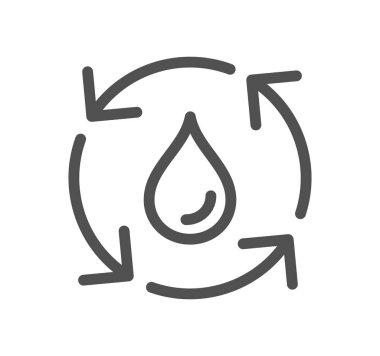 Beyaz arkaplanda izole edilmiş su damlası simgesi olan geri dönüşüm işareti   