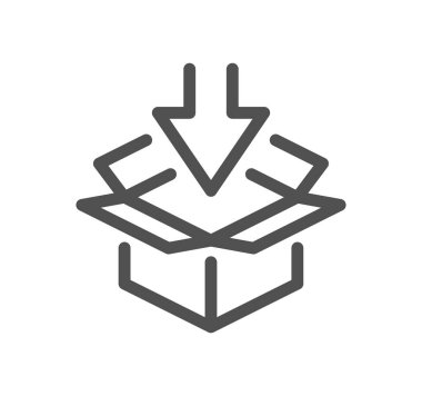 beyaz arkaplanda izole edilmiş kutu ile dağıtım konsepti simgesi 