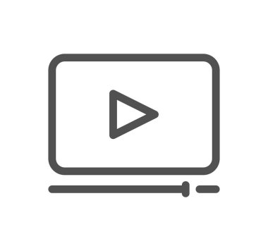 beyaz üzerine izole edilmiş video oynatıcı simgesi olan bilgisayar ekranı 