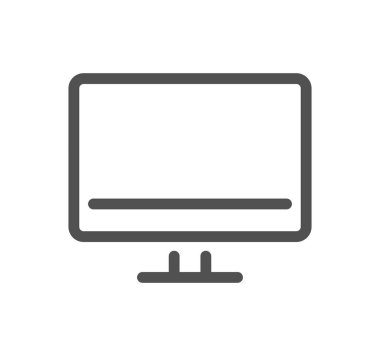 bilgisayar ekranı simgesi, satır ve katı, dış hat vektör işareti, beyaz arkaplanda doğrusal pictogram