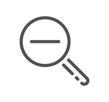 Büyütme cam simgesi, ince çizgi çizimi, doğrusal ana hatlı vektör tasarım işareti, beyaz arkaplanda düzenlenebilir inme ile renkli sembol kavramı.