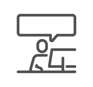 insan ve konuşma baloncuklu dizüstü bilgisayar