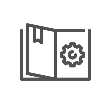 İçinde vites tekeri olan bir kitap, vektör illüstrasyonu