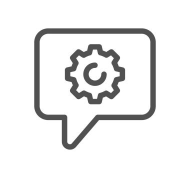 İçinde dişli tekerlek olan bir konuşma balonu, vektör illüstrasyonu