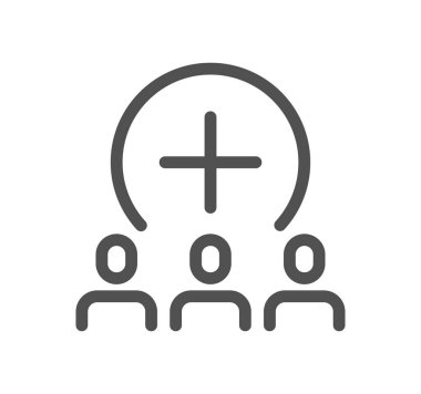 Ortasında haç olan bir grup insan, vektör illüstrasyonu