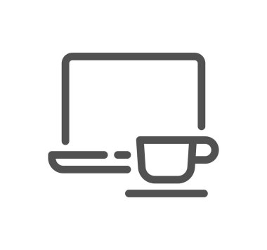 bir dizüstü bilgisayar ve bir fincan kahve, vektör illüstrasyon