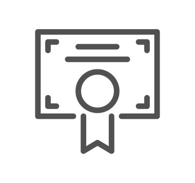 Beyaz arkaplanda sertifika simgesi, vektör illüstrasyonu