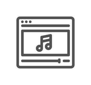 Müzik notalı bir bilgisayar ekranı, vektör illüstrasyonu