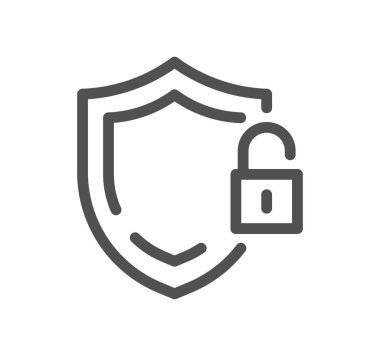 Asma kilit simgesi olan bir kalkan, vektör illüstrasyonu