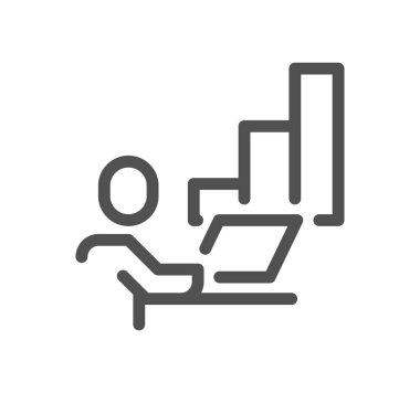 Dizüstü bilgisayarlı bir sandalyede oturan kişi, vektör illüstrasyonu