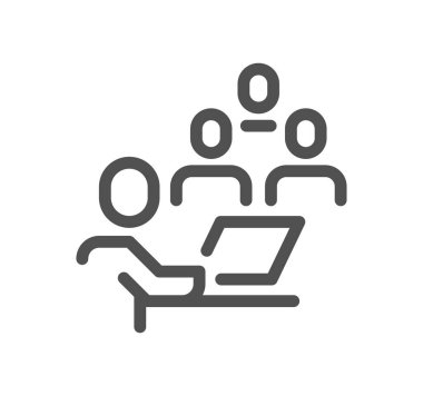 Dizüstü bilgisayarı olan bir grup insan, vektör çizimi