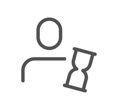 Kum saati simgesi, vektör illüstrasyonu olan bir kişi