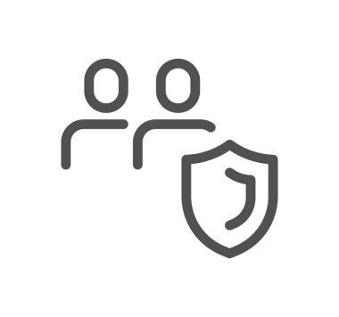 Kalkanı olan iki kişi, vektör illüstrasyonu