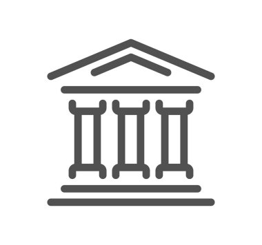 Sütunları ve çatısı olan bir bina, vektör illüstrasyonu