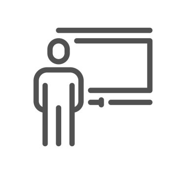 Tahtanın önünde duran biri.