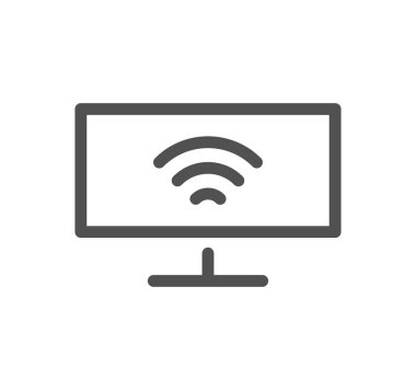 Beyaz arkaplanda kablosuz internet tabelalı televizyon 