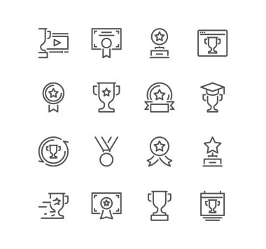 Beyaz arkaplanda izole edilmiş bir ödül simgesi seti 