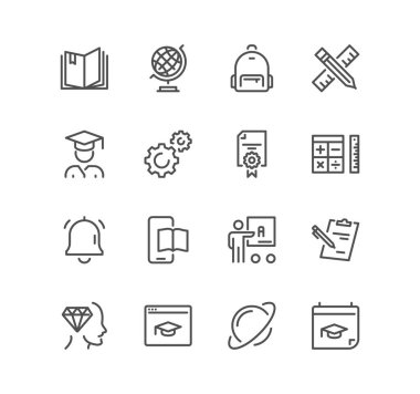 bir dizi eğitim çizgisi simgesi