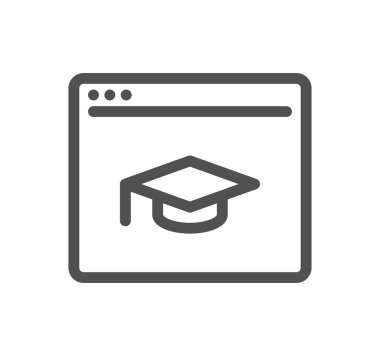 Beyaz arkaplanda izole edilmiş bir bilgisayar ekranındaki mezuniyet başlığı 