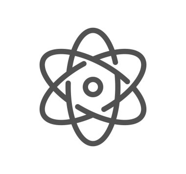 Atom işareti simgesi beyaz arkaplanda izole edildi 