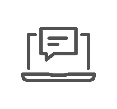 Ekranda konuşma balonu olan bir dizüstü bilgisayar