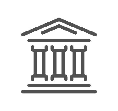 Sütunları ve çatısı olan bir bina.