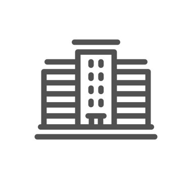 Beyaz arkaplanda izole edilmiş bir bina simgesi 