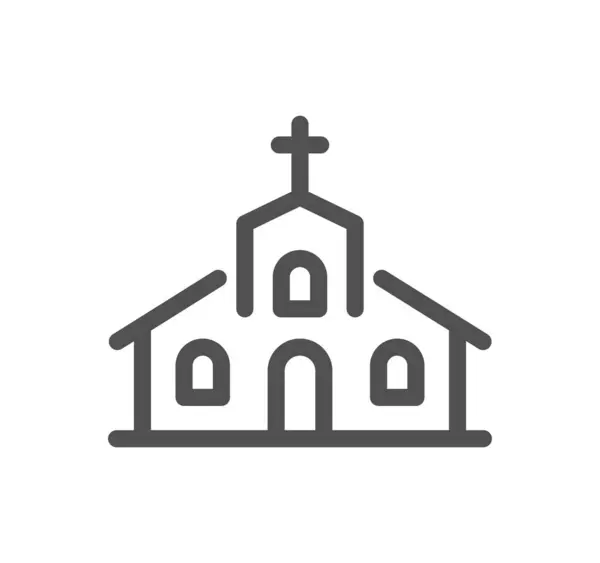 Üzerinde haç olan bir kilise. Beyaz arka planda izole edilmiş bir simge. 