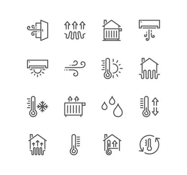 ev ısıtma simgeleri seti, vektör illüstrasyonu basit tasarım 