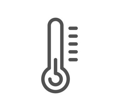 Termometre simgesi düz bir şekilde. Beyaz arkaplan üzerindeki sıcaklık vektör çizimi izole edildi