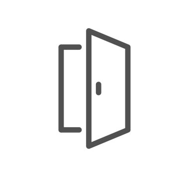 Kapı simgesi, dış hat vektör işareti, doğrusal biçim simgesi, resim izole edildi.