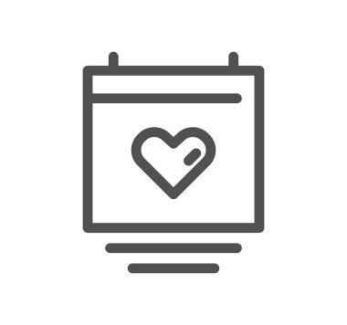 Kalp ikonlu takvim, vektör illüstrasyonu basit tasarım 