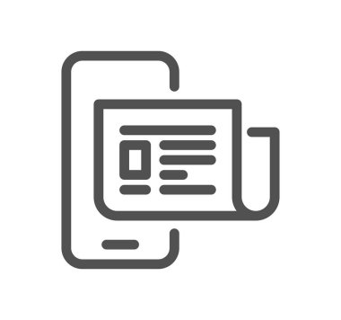  Gazete simgesiyle telefon, vektör illüstrasyonu basit tasarım