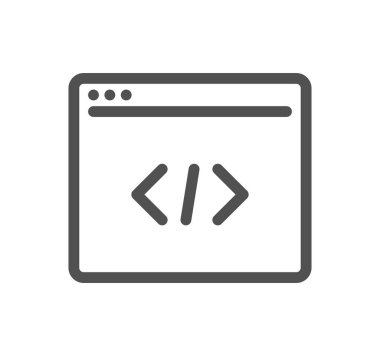 Beyaz arkaplanda izole edilmiş ikon vektör işareti ve sembolü programlanıyor,