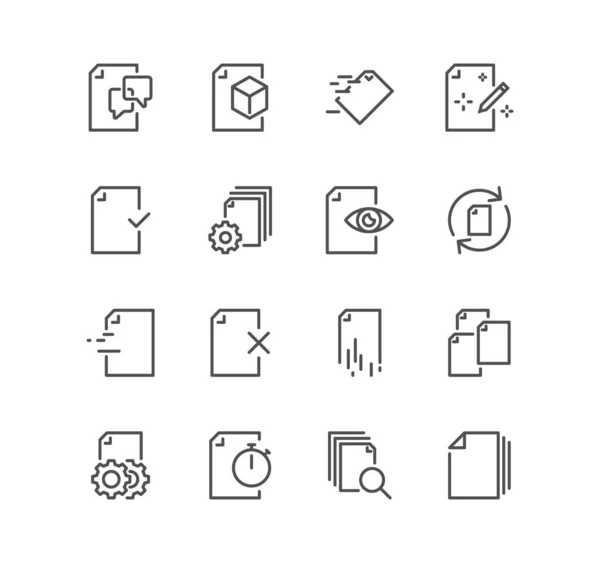 Conjunto Iconos Línea Documentos Ilustración Vectorial Diseño Simple — Vector de stock