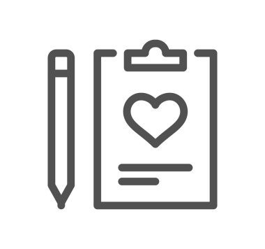 Kalem ve kalp ikonlu pano, vektör illüstrasyonu basit tasarım