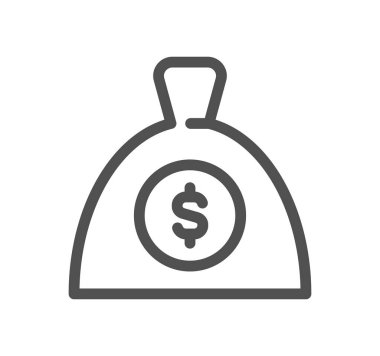 Para işareti simgesi olan çanta, vektör illüstrasyonu basit tasarım