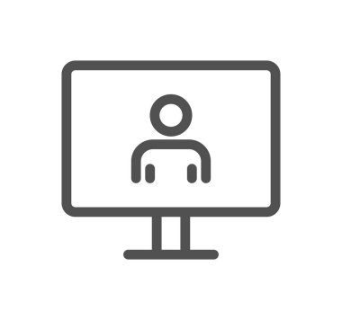 Bilgisayar monitörü vektör ince çizgi simgesi