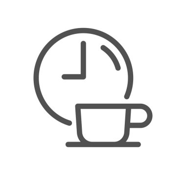 Kahve ve saat ikonlu fincan, vektör illüstrasyonu basit tasarım