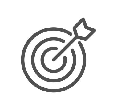 hedef vektör simgesi. Beyaz arkaplan sembolünde ince çizgi işareti izole edildi