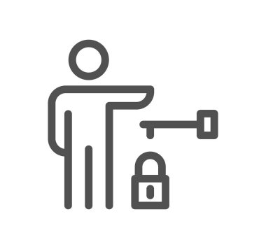 Kilit simgesi olan adam, vektör çizimi basit tasarım