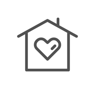 kalp simgesi olan ev, vektör illüstrasyonu basit tasarım