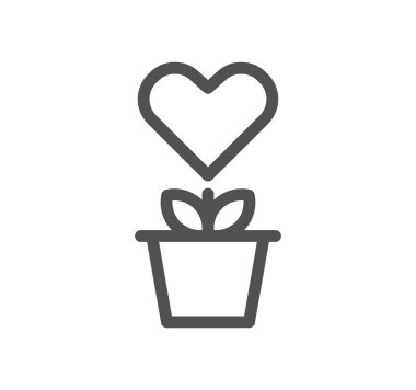 Kalp ikonuna sahip bitki, vektör illüstrasyonu basit tasarım