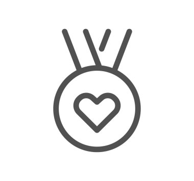 Kalp ikonlu madalya, vektör illüstrasyonu basit tasarım