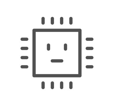 Yüz simgesine sahip Cpu, vektör illüstrasyonu basit tasarım