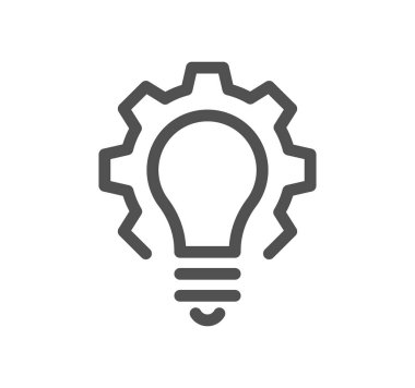 Dişli simgesi olan ampul, vektör illüstrasyonu basit tasarım