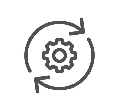 dişli simgesi vektörü. İnce çizgi işareti. izole edilmiş sınır sembolü çizimi